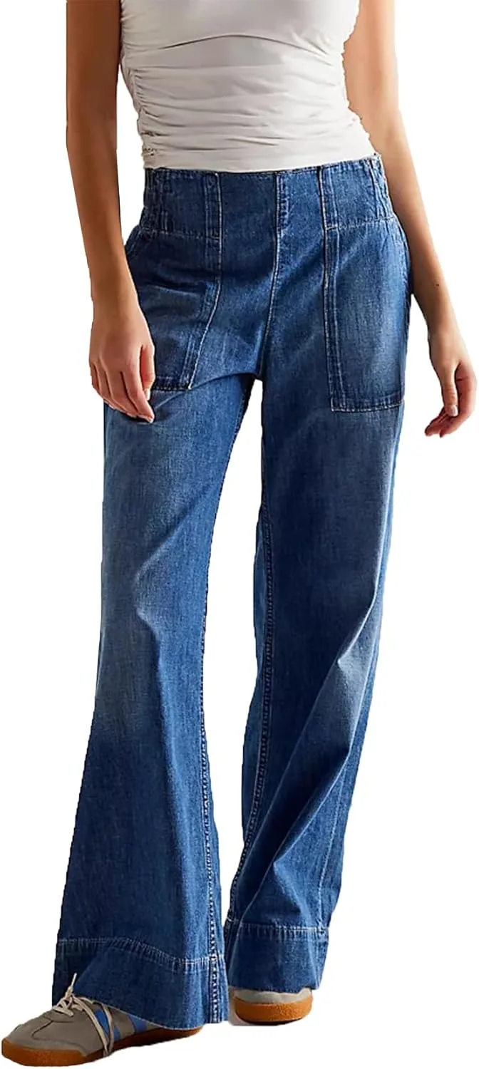 

Прямые джинсы для женщин Mid Waist с эластичным поясом cffvdiz