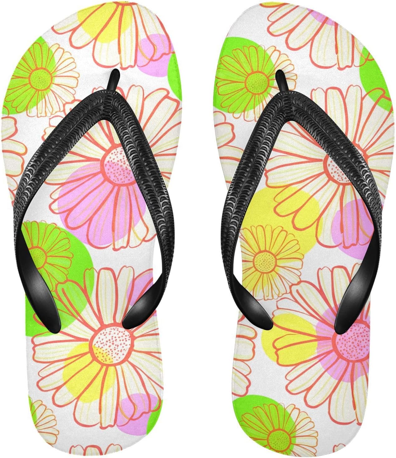 

Резиновые пляжные шлепанцы Daisy с яркими цветами, нескользящие, для душа, летние тапочки для прогулок, для женщин и мужчин Sinestour, Daisy Colorful