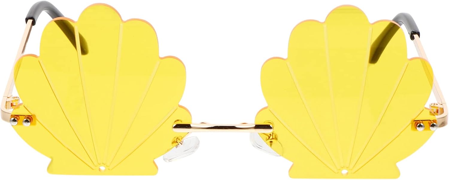 

Солнцезащитные очки в форме морской ракушки, солнцезащитные очки без оправы с волнообразным рисунком, гавайские солнцезащитные очки, забавные солнцезащитные очки, сувениры для вечеринок в виде солнцезащитных очков PACKOVE, Yellow