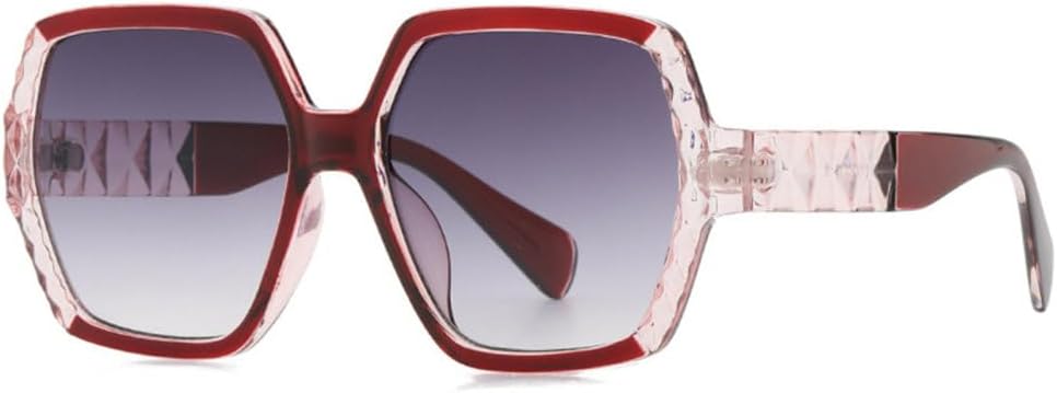 

MUTYNE Большие квадратные солнцезащитные очки для женщин, модные винтажные очки в крупной оправе, роскошные, стильные, элегантные, с защитой от УФ-излучения UV400, Red Gray