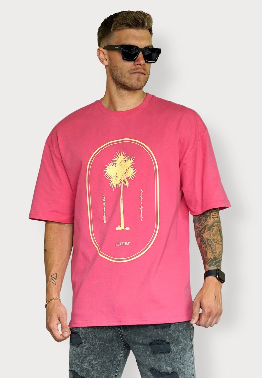 

Футболка с принтом SINGLE PALM OVERSIZED ESTEEM, цвет honeysuckle