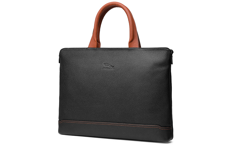 

JAGUAR Кожаный портфель для ноутбука мужской черный