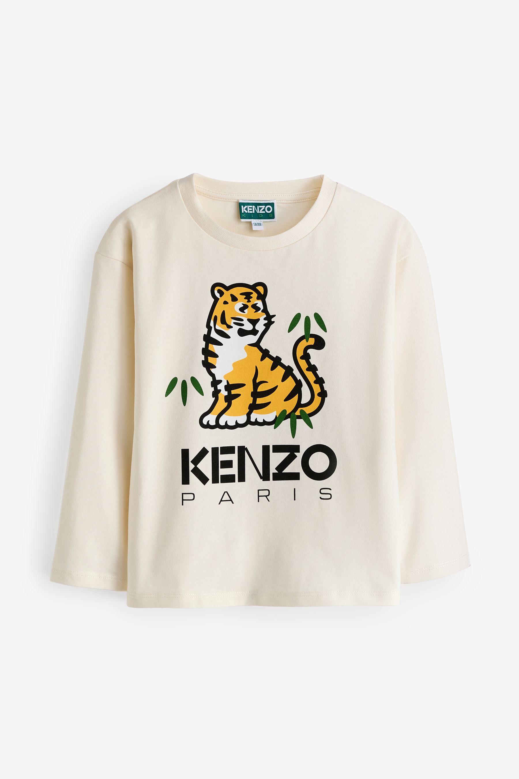 

Лонгслив с длинным рукавом и принтом тигра Kenzo Kids, бежевый