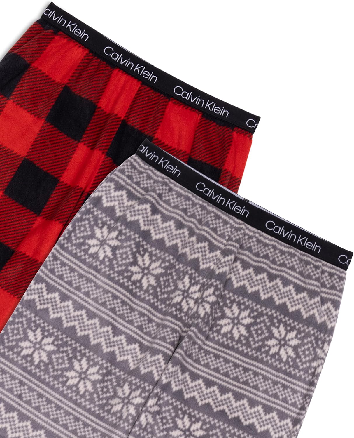 Комплект из 2 пижамных штанов Calvin Klein boys Super Soft Brushed Micro, Castlerock Fair Isle/Red Buffalo Plaid — фото 3