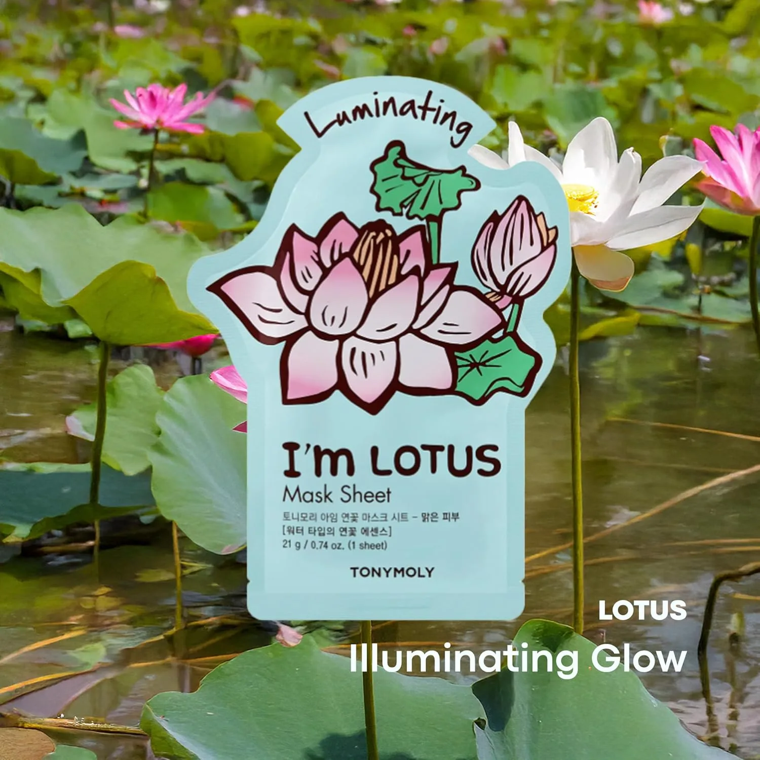 Набор TONYMOLY — I’m Real Sheet Mask Set - набор корейских тканевых масок для увлажнения, успокоения и питания кожи 1 штука (1 шт.), Lotus 1 Count — фото 2