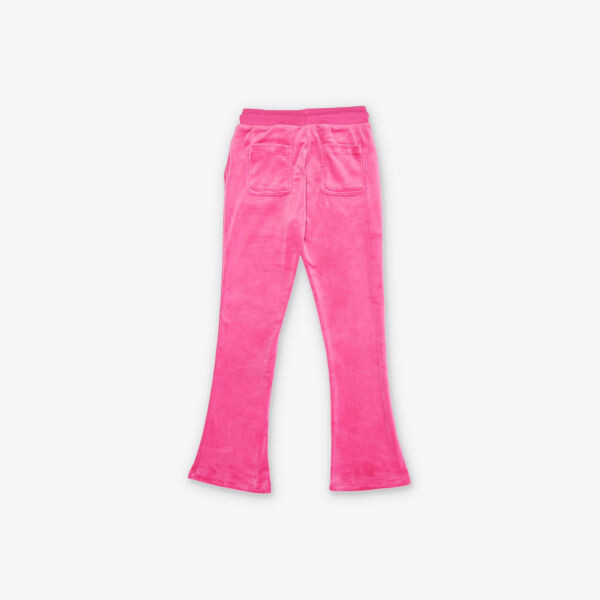 Велюровые спортивные штаны с расклешенным кроем Diamanté-Text 7-16 лет Juicy Couture, фуксия — фото 3