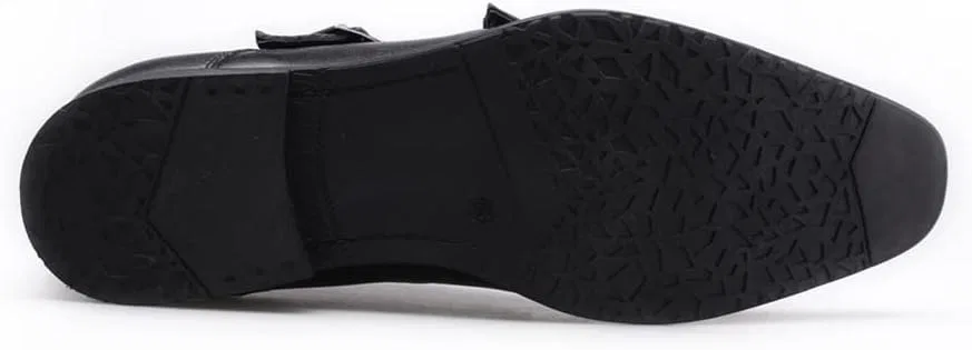 Лоферы кожаные Monk Strap Wingtip Slip-On, Black tisamy — фото 2