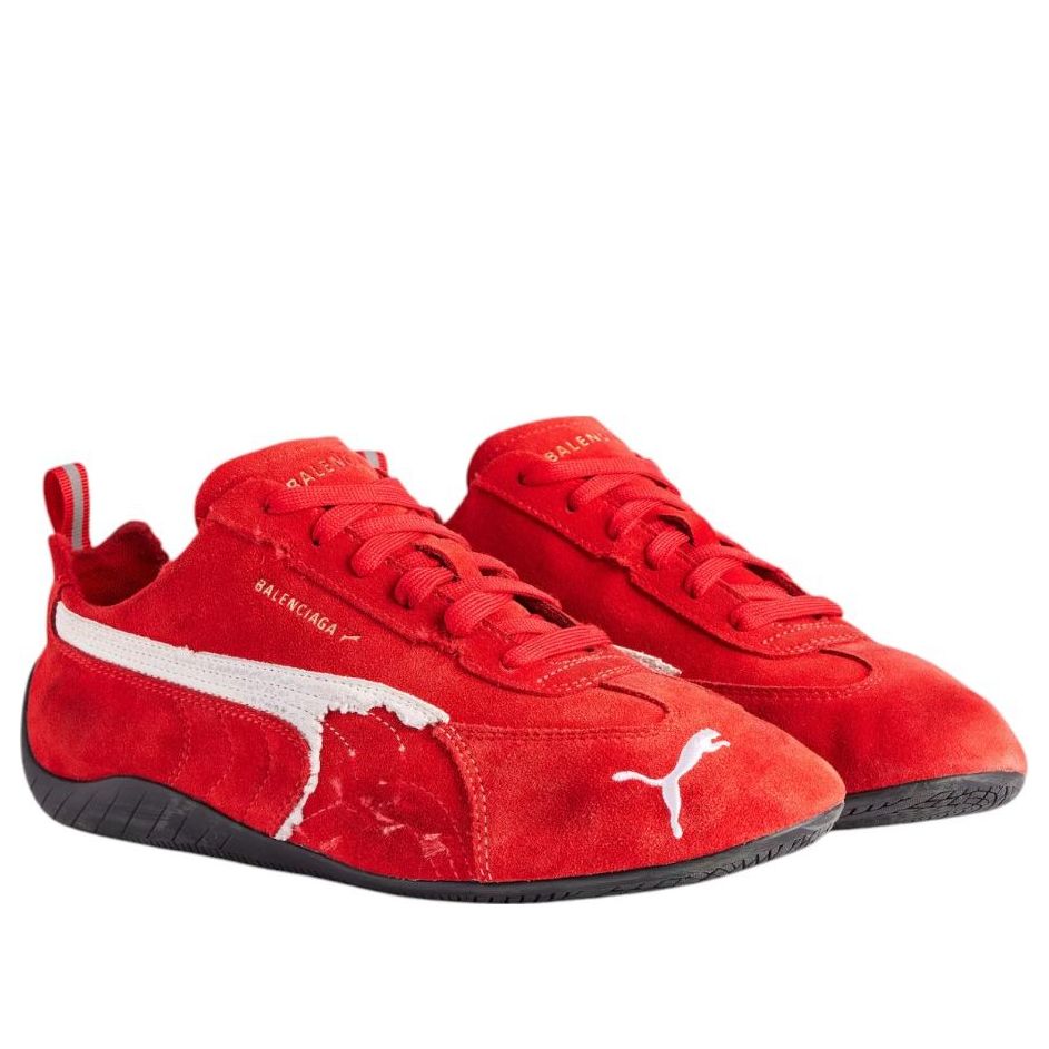 Кроссовки Balenciaga x Puma Speedcat Suede 'Distressed Red White' — фото 2