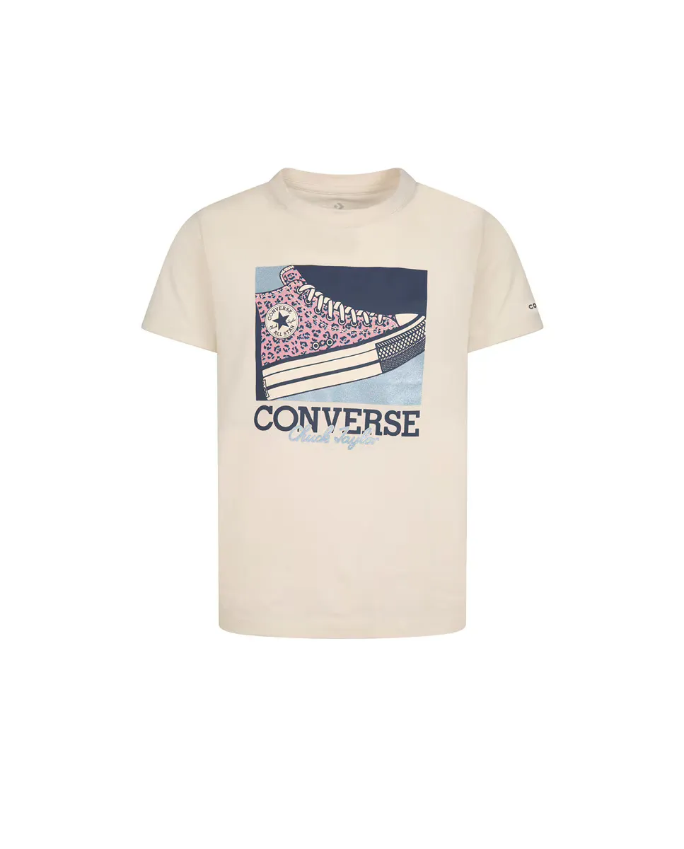 

Футболка для девочек с леопардовыми кроссовками Converse, коричневый