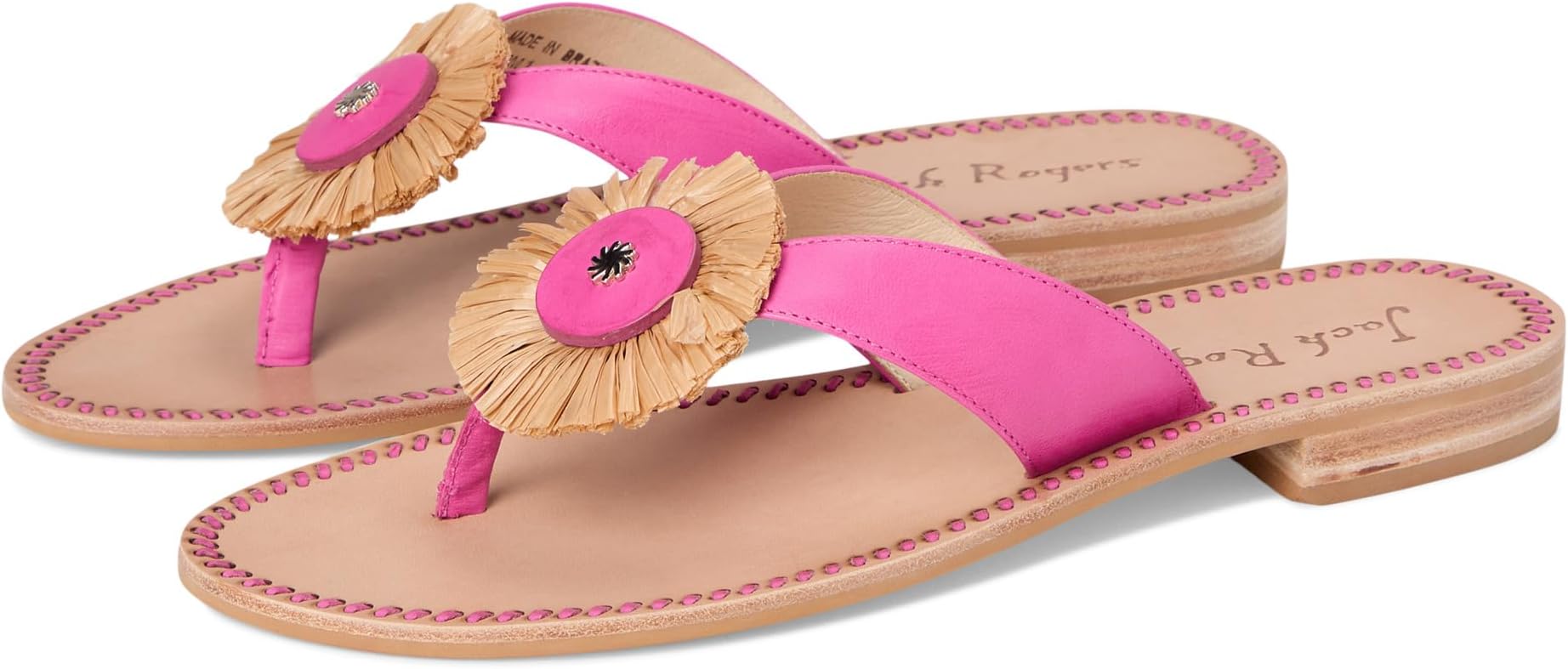 Сандалии Jack Rogers Cay Thong Sandal, цвет Fucshia Pink/Natural