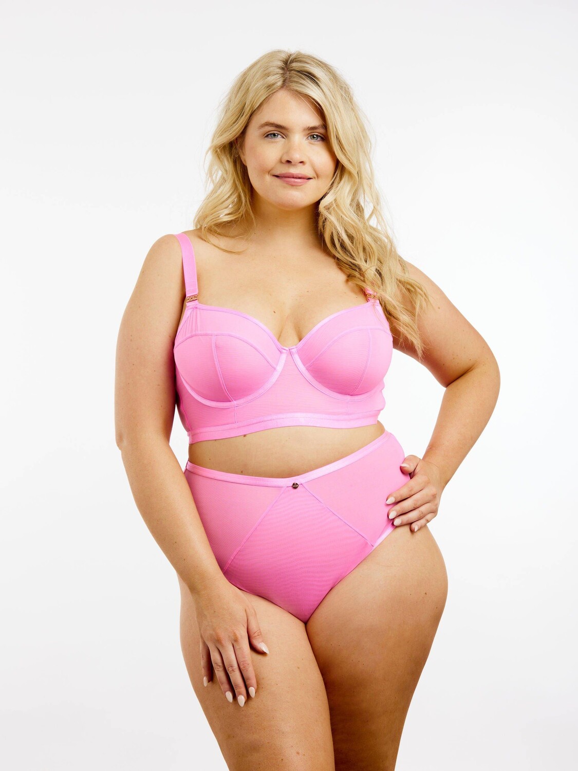 

Удлиненный бюстгальтер из мягкой сетки Oola Lingerie, розовый