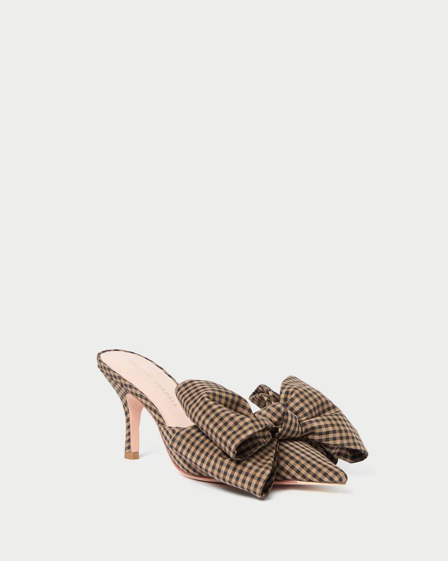 Женские мюли Margot в клетку с бантом, цвет коричневый/черный Loeffler Randall