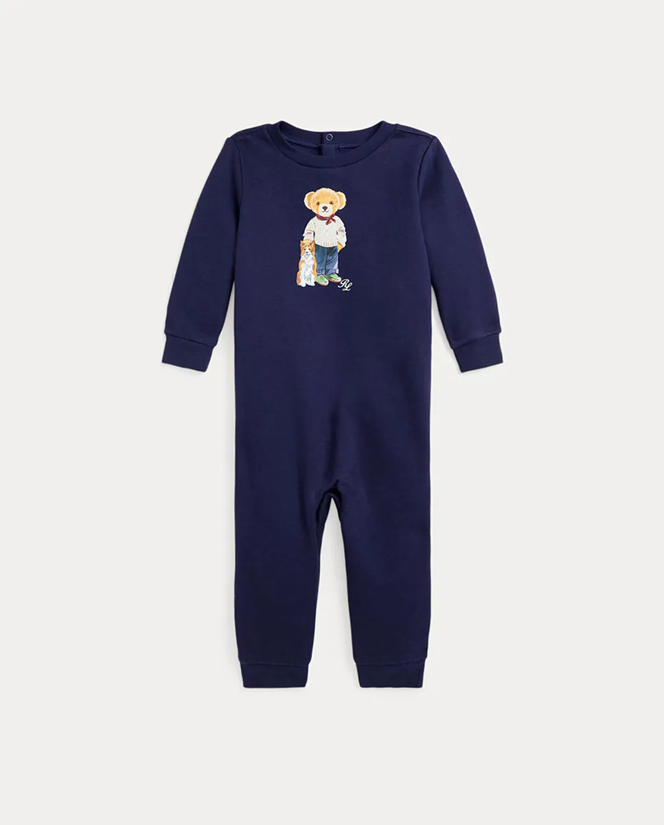 

Бархатный комбинезон для мальчика с мишкой Polo Bear Polo Ralph Lauren, темно-синий