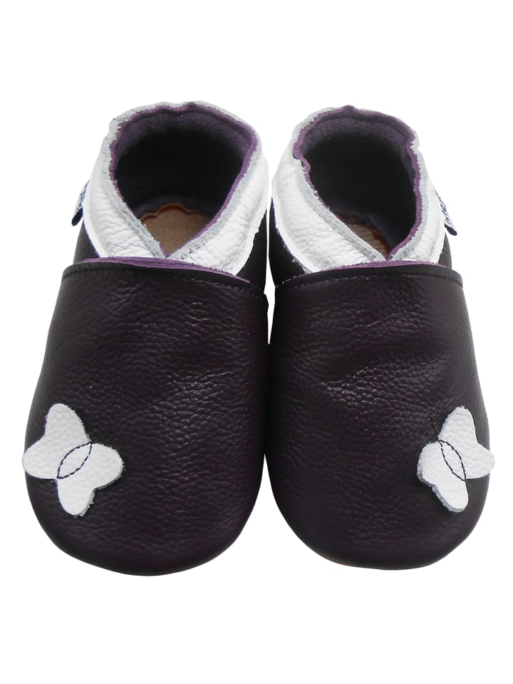

Mejale Темно-фиолетовые кожаные прогулочные туфли для малышей с нескользящей подошвой и рисунком бабочки