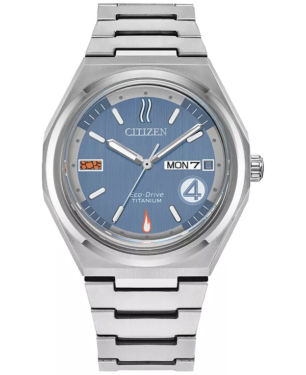 

Подарочный набор для мужчин Eco-Drive Marvel Fantastic Four Zenshin с серебристым браслетом из супертитана, 40 мм Citizen, silver-tone