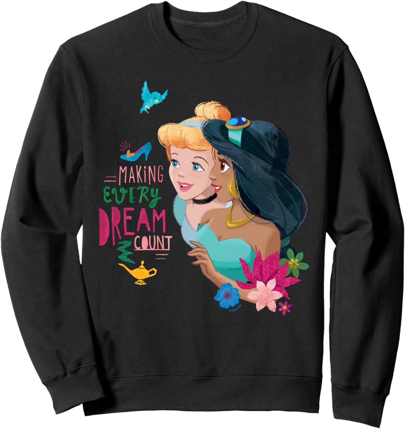 

Толстовка с изображением принцессы Диснея Золушки и Жасмин «Каждая мечта имеет значение» Disney, черный