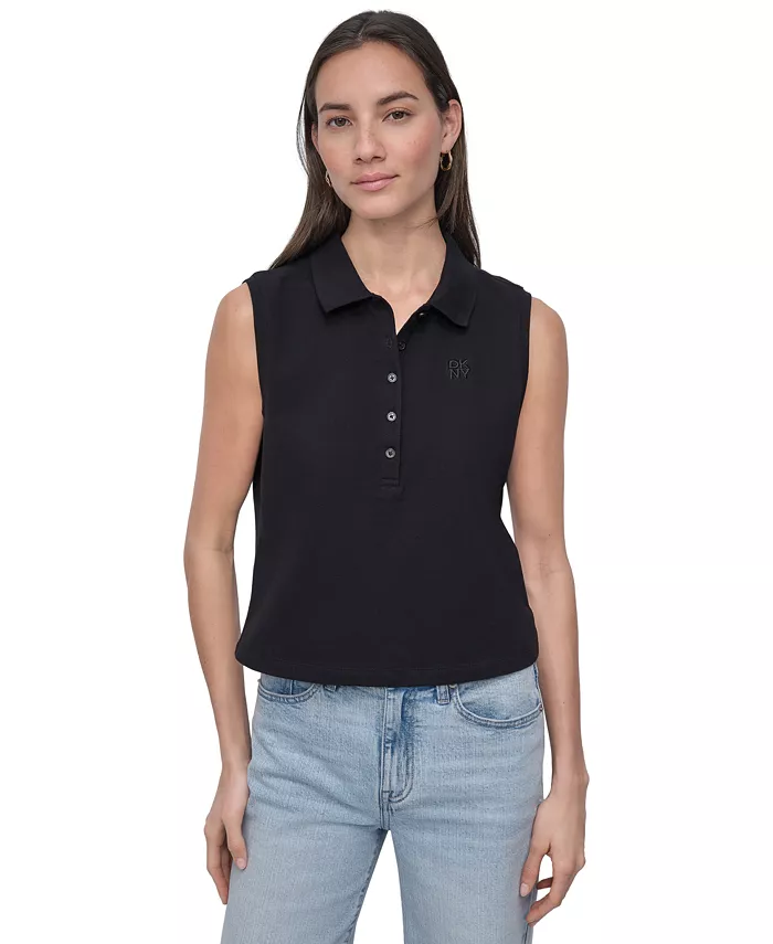 

Женская укороченная поло без рукавов DKNY Jeans, черный
