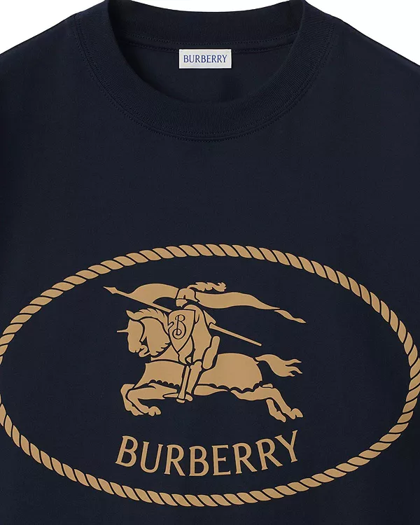 Футболка Burberry Хлопковая с принтом Рыцарский штамп, синий — фото 4