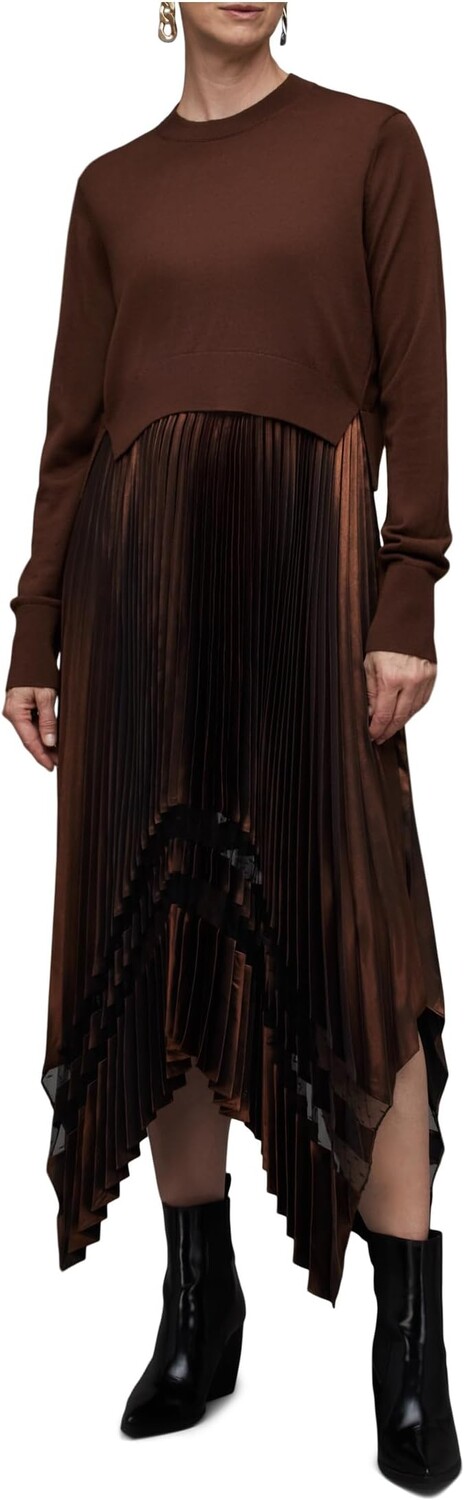 

Платье Sadie из фольги AllSaints, цвет Pale Cacao/Black