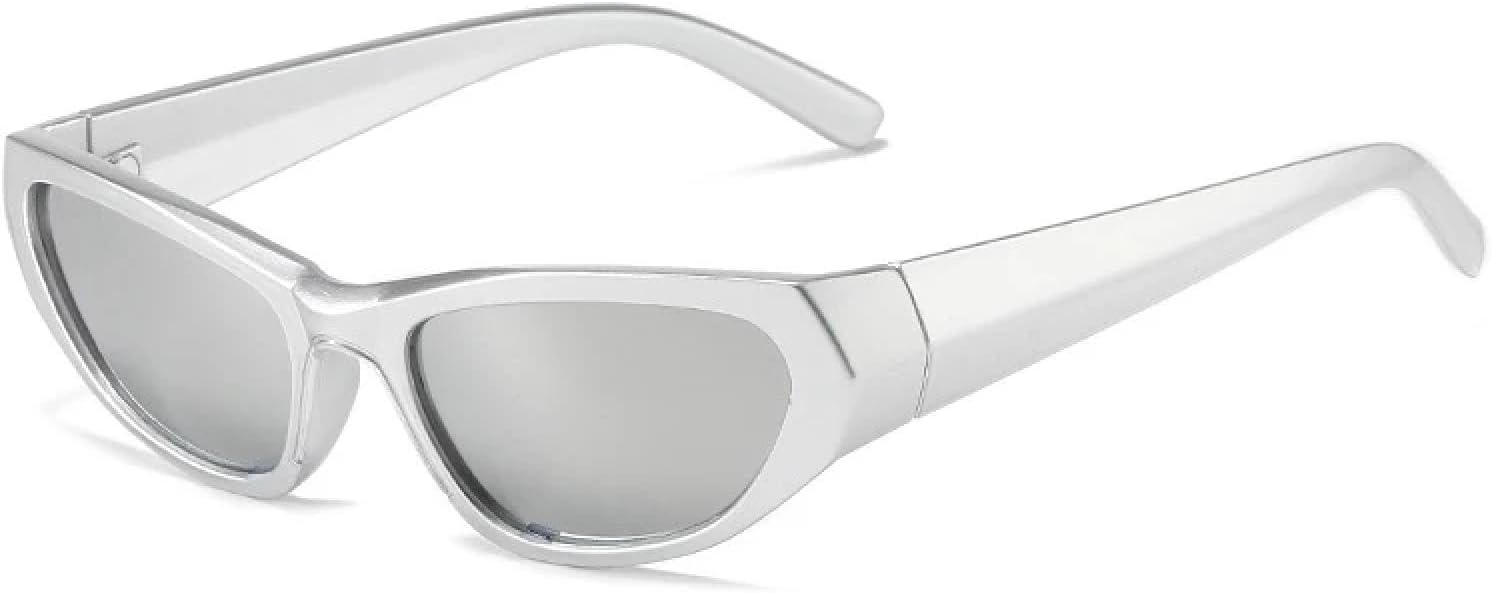 

Солнцезащитные очки с защитой от УФ-излучения UV400 для женщин и мужчин | «Кошачий глаз» — разноцветные зеркальные очки | для занятий спортом на открытом воздухе DSVIGF, Silver Silver Mirror