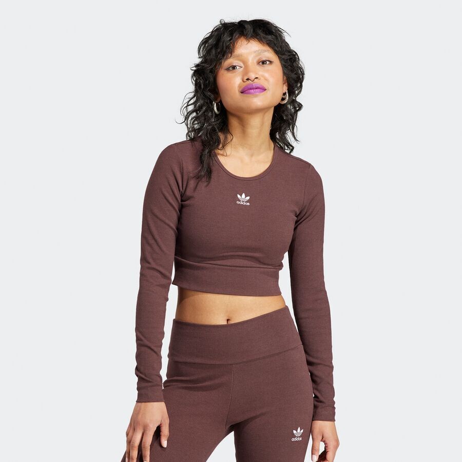 

Лонгслив Essentials Cropped Rib Longsleeve adidas Originals, цвет shadow brown