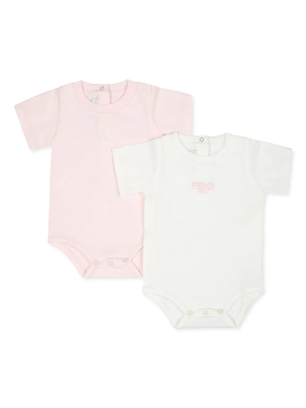 

Комплект из двух боди с вышитым логотипом FENDI KIDS, белый