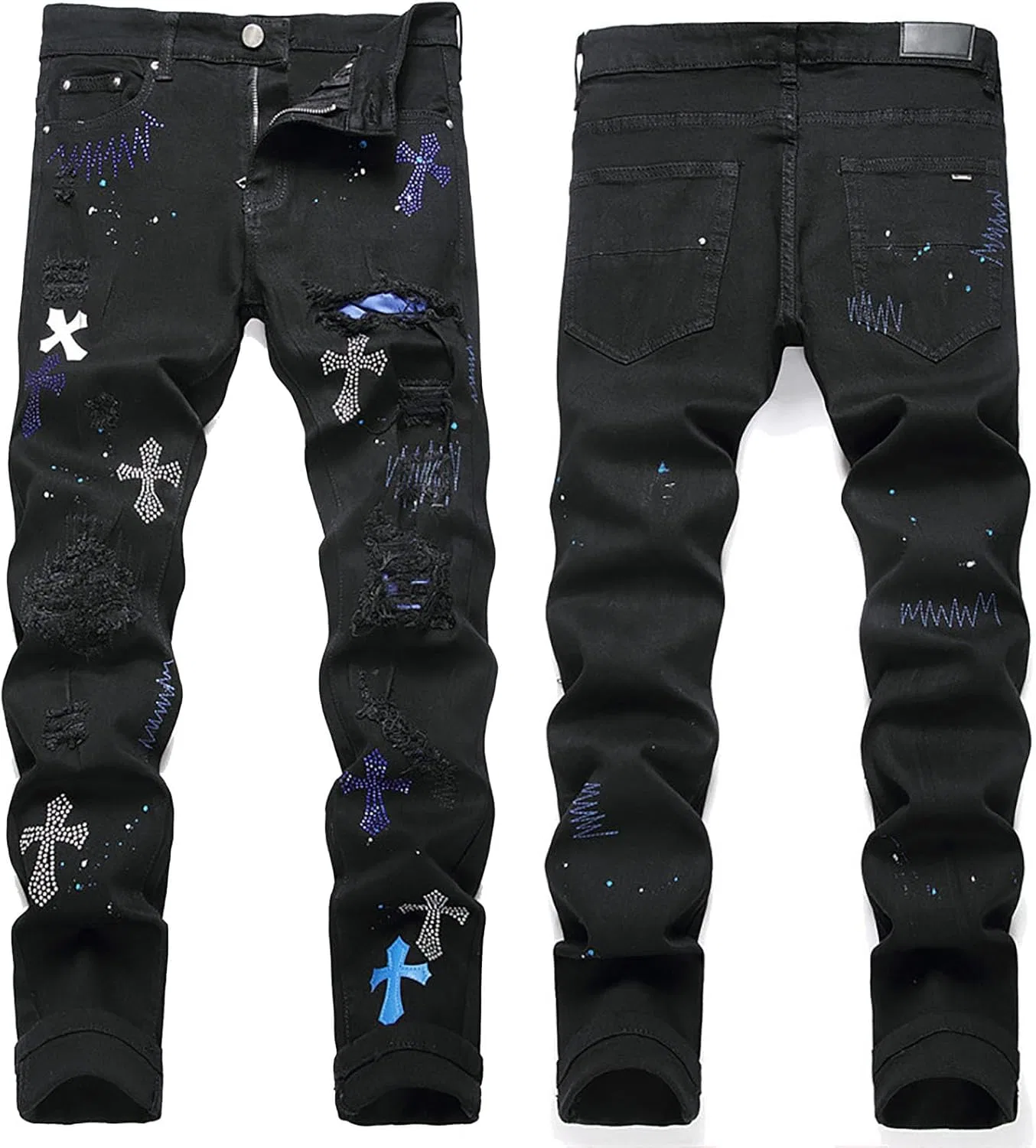 Джинсы рваные, Slim Fit, White — фото 2