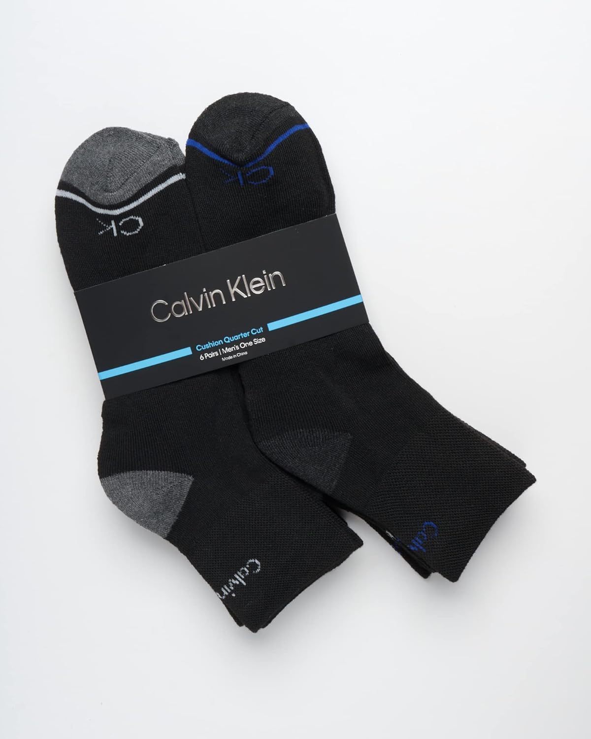 Мужские носки Calvin Klein Quarter - 6 пар дышащих спортивных носков длиной до щиколотки с амортизацией для мужчин, для бега и тренировок, Black Assorted — фото 2