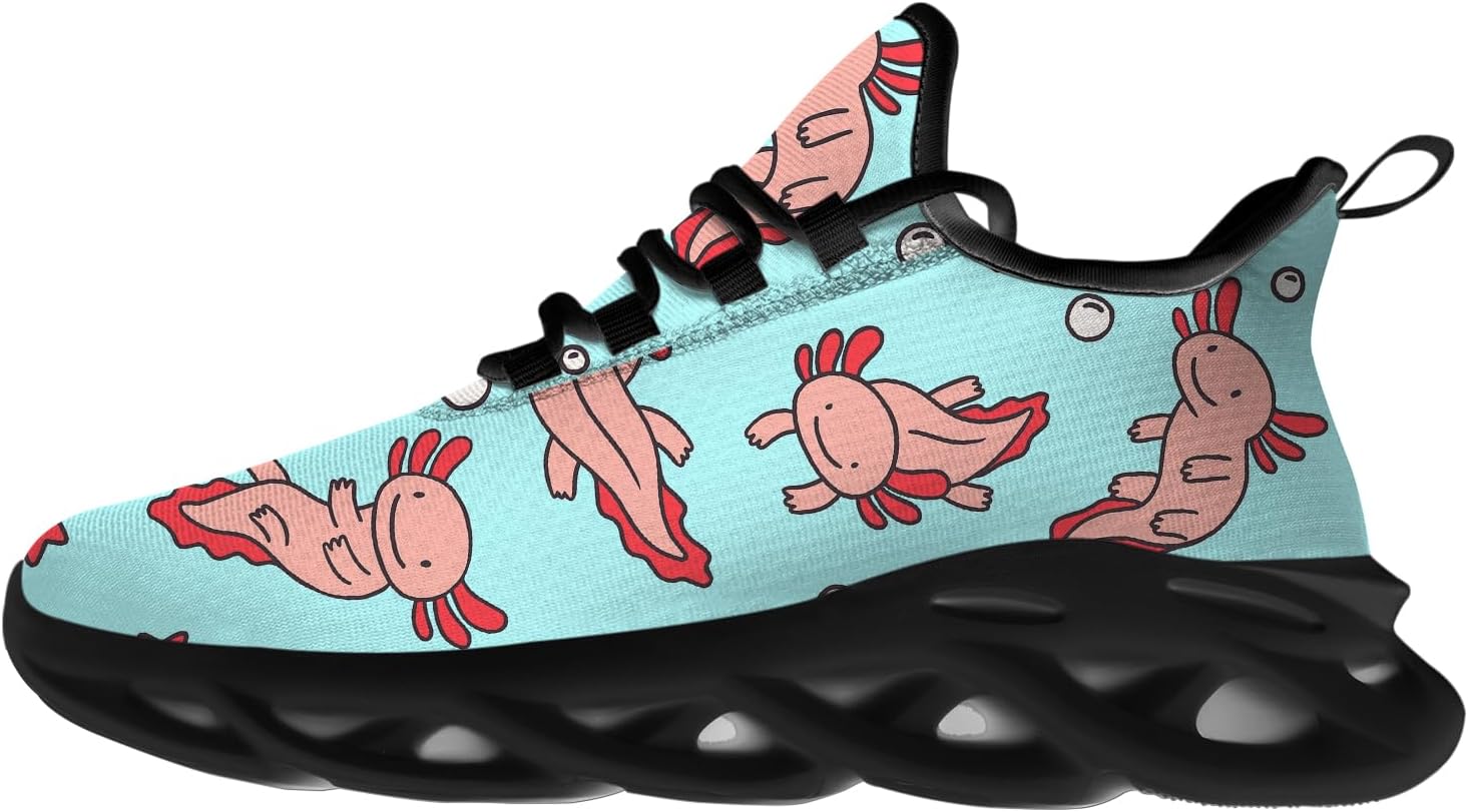 

Кроссовки с аксолотлем для женщин и мужчин для бега по шоссе, ходьбы, тенниса, легкие спортивные кроссовки, обувь с изображением животных, подарки для мужчин и женщин Ciadoon, синий/розовый
