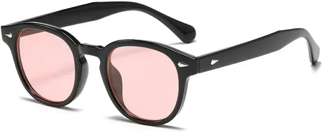 

Ретро круглые солнцезащитные очки для женщин, желтые, с заклепками, декоративные, с защитой от УФ-излучения UV400, для мужчин, в стиле панк SZVVBKK, Black Pink