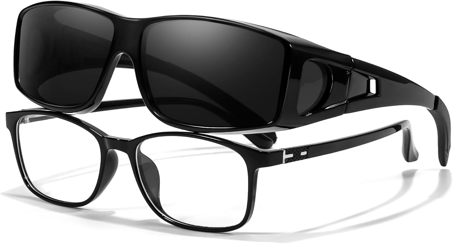 

Солнцезащитные очки LVIOE, надеваемые поверх очков, поляризованные, для мужчин и женщин, подходят для ношения поверх очков с диоптриями и обеспечивают защиту от УФ-излучения, D01 Black/Cat.4 Dark Grey