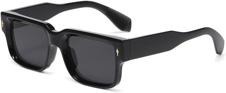 

Ретро квадратные солнцезащитные очки для женщин, желто-синие оттенки, защита от УФ-излучения UV400, модные заклепки, мужские прозрачные солнцезащитные очки с градиентом SKFGNX, Black Gray