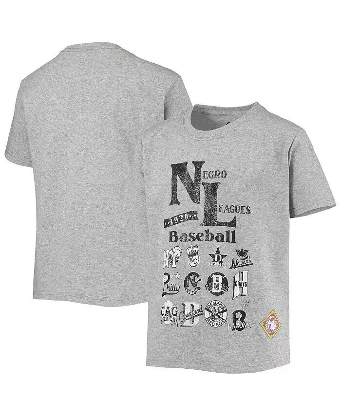 

Футболка Big Boys Heather Grey Negro League Baseball с принтом по всей поверхности Stitches