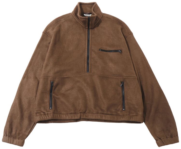 

Флисовая куртка Auralee из чистого шелка с половинной молнией, коричневая