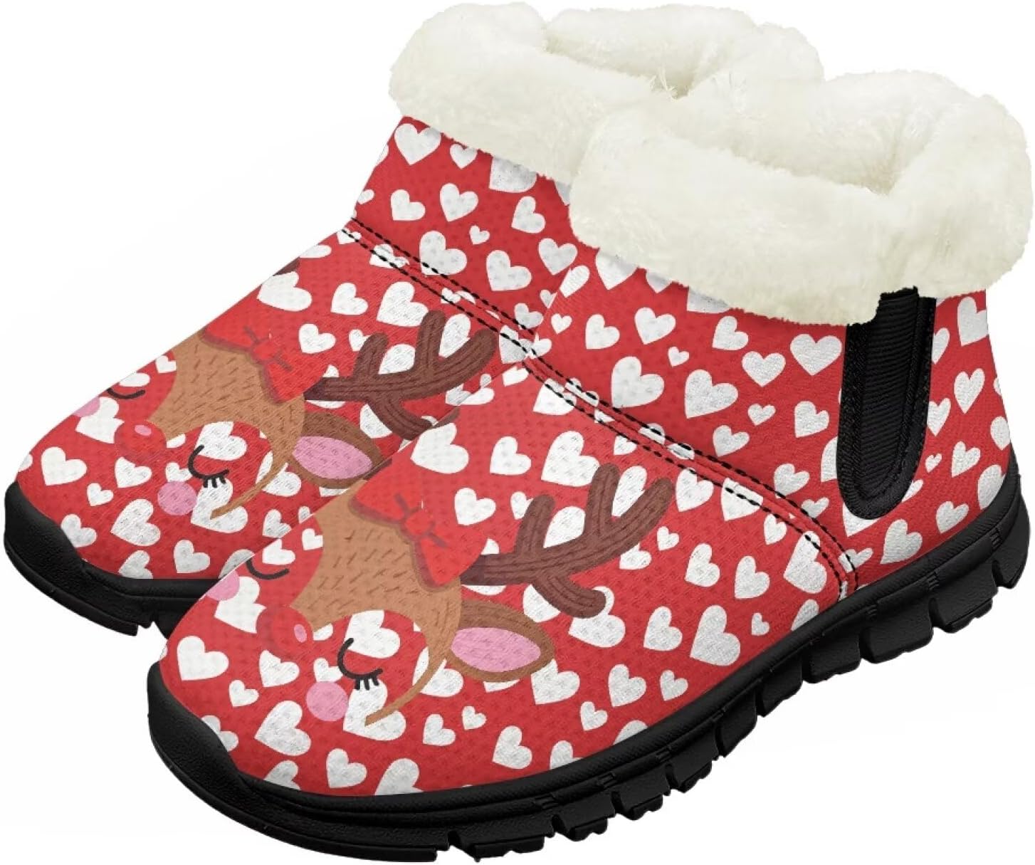 

Девочки Мальчики Зимние Сапоги Сноубутсы для Малышей Теплая Обувь с Меховой Подкладкой Модные Ботильоны Нескользящая Обувь Chririnla, Heart Deer