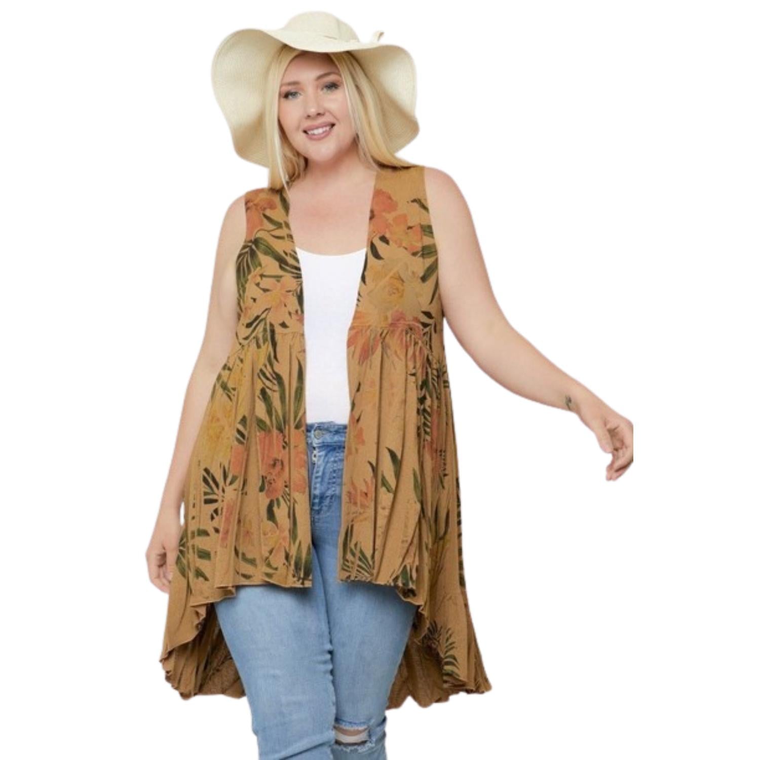 

Длинный кардиган без рукавов с облегающим силуэтом FASHNZFAB, цвет tan/tropical