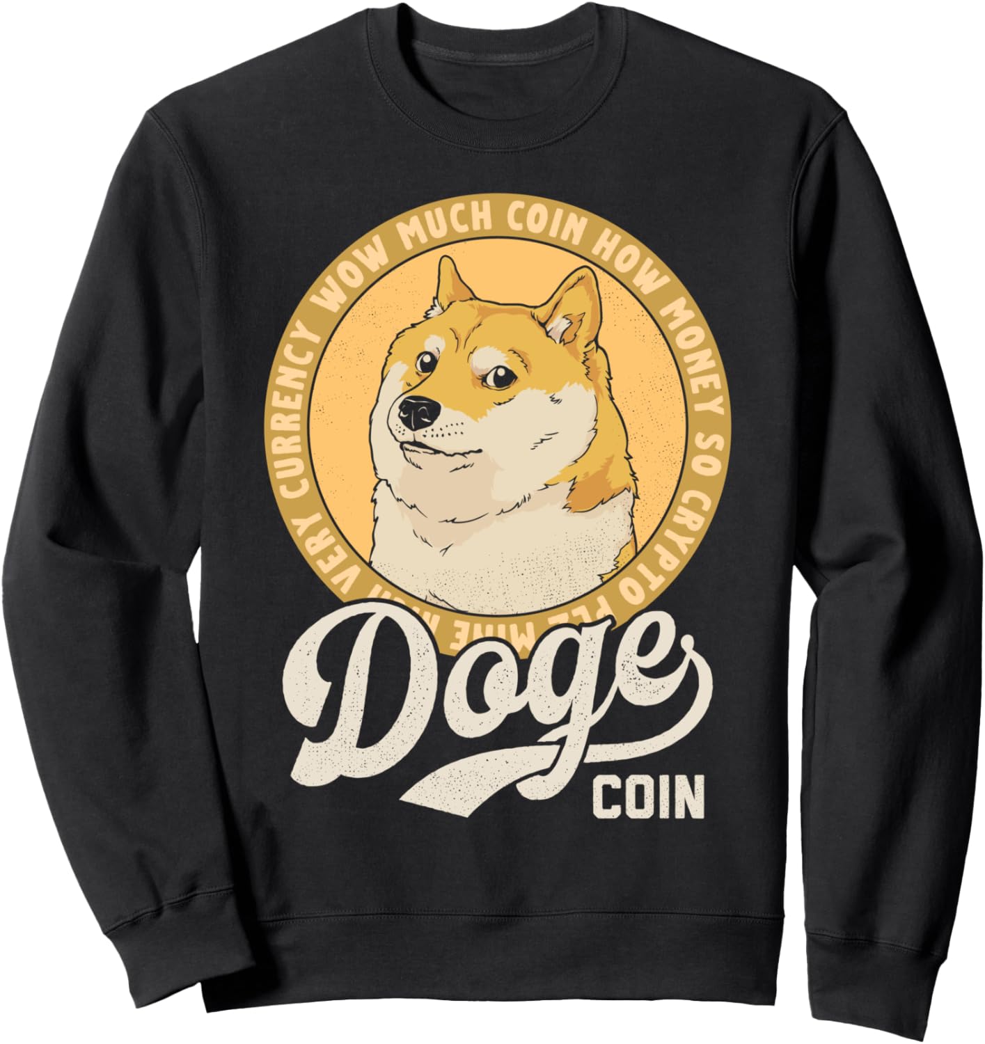 

Dogecoin Логотип Doge Coin Собака сиба-ину Криптовалюта Мем Толстовка Dogecoin Cryptocurrency Clothing, черный