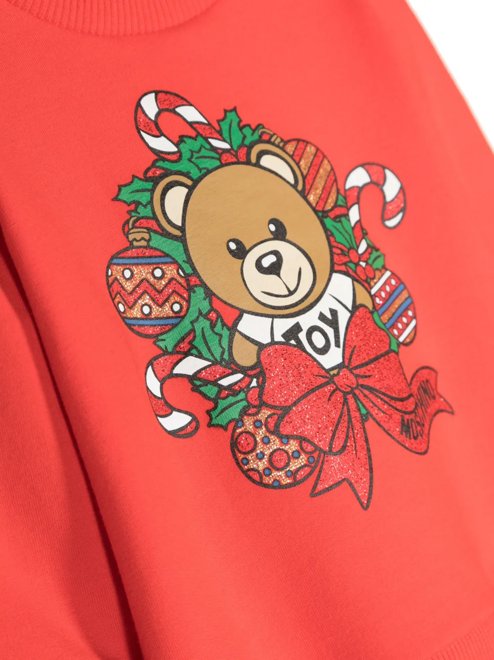 Толстовка с принтом Teddy Bear Moschino Kids, красный — фото 3
