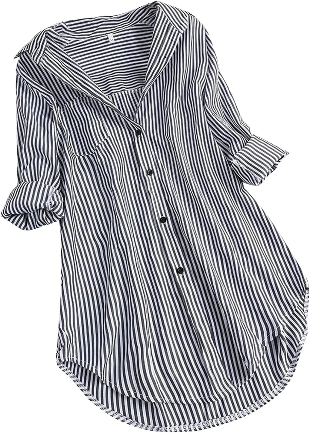 Блуза с полосками, короткий рукав, Casual, черный