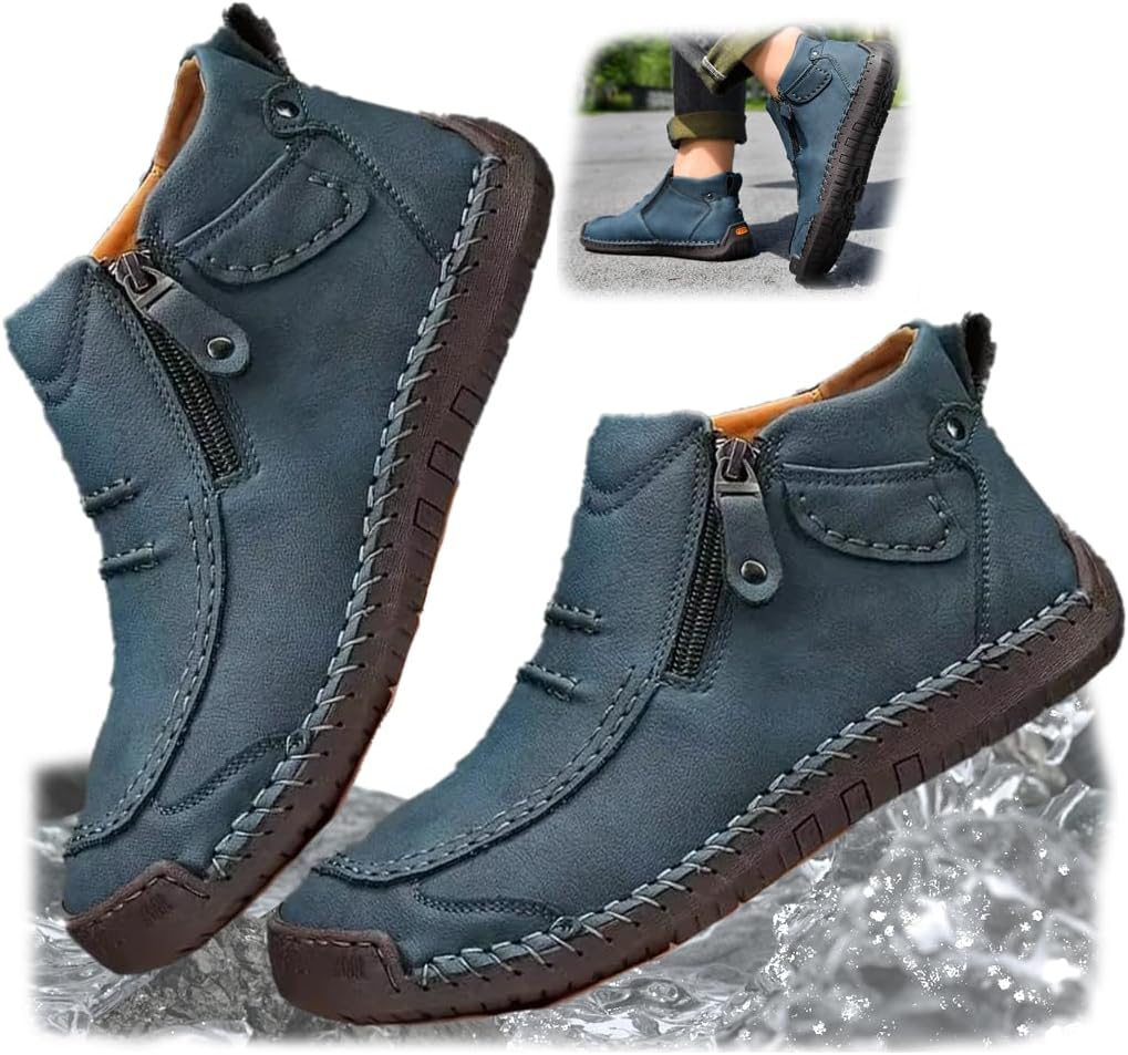 

Мужская водонепроницаемая ортопедическая обувь, модная винтажная легкая обувь без шнурков, плоские лоферы, обувь для путешествий и отдыха на природе Generic, синий