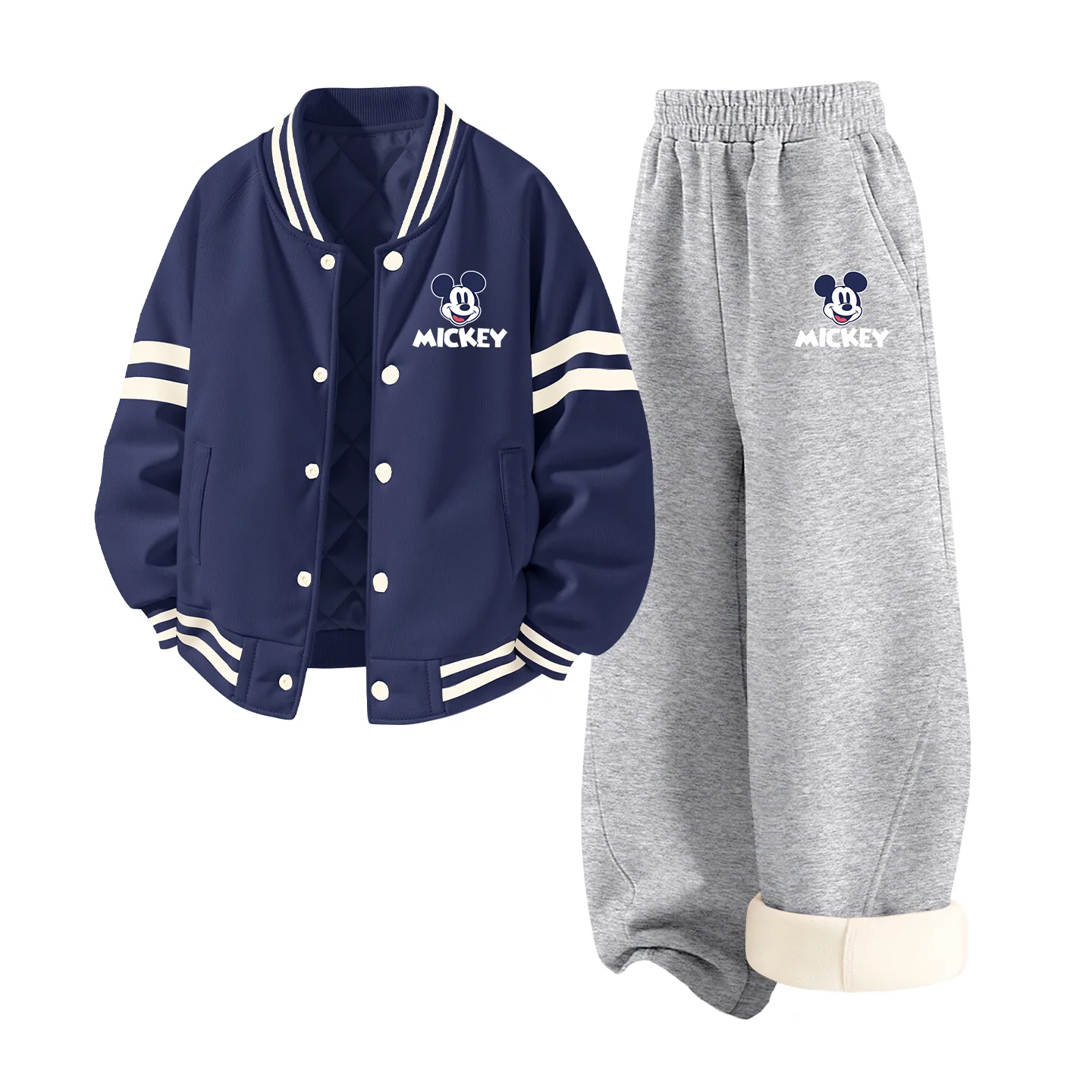 Детская повседневная спортивная футболка с круглым вырезом Disney, [Thickened and Fleece-Lined]DiB Trendy Mickey K Navy Blue+DiB Trendy Mickey K Navy Blue — фото 4