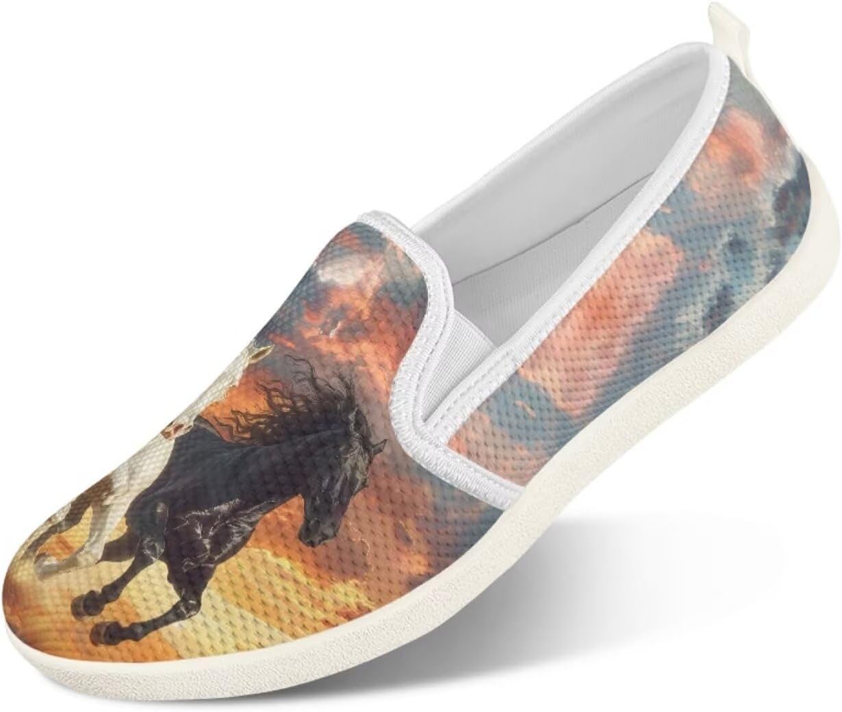 

Мужские туфли с животным принтом, слипоны, удобные лоферы, модные повседневные кроссовки, сетчатые плоские туфли, широкие, легкие, размеры 4-9 Twousenru, Racing Horses