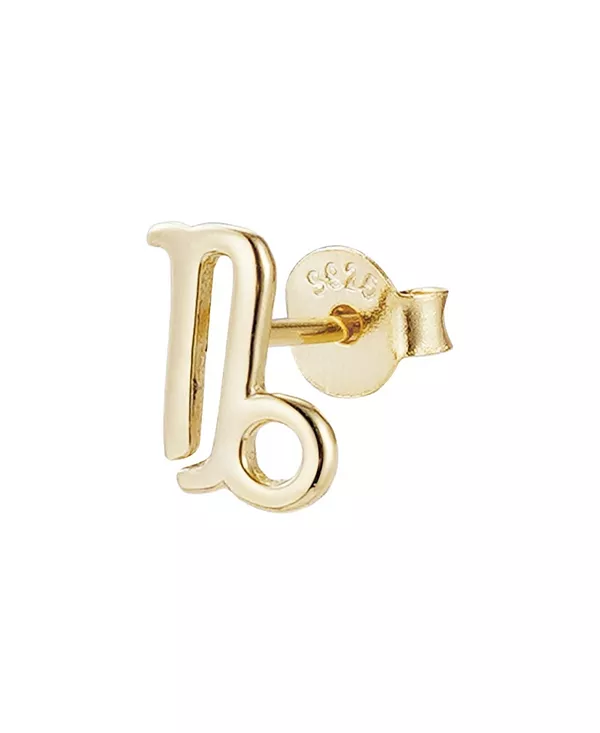 

Серьги-Гвоздики с одним знаком зодиака из стерлингового серебра 925 пробы с позолотой 14 карат Adornia Fine, gold-capricorn