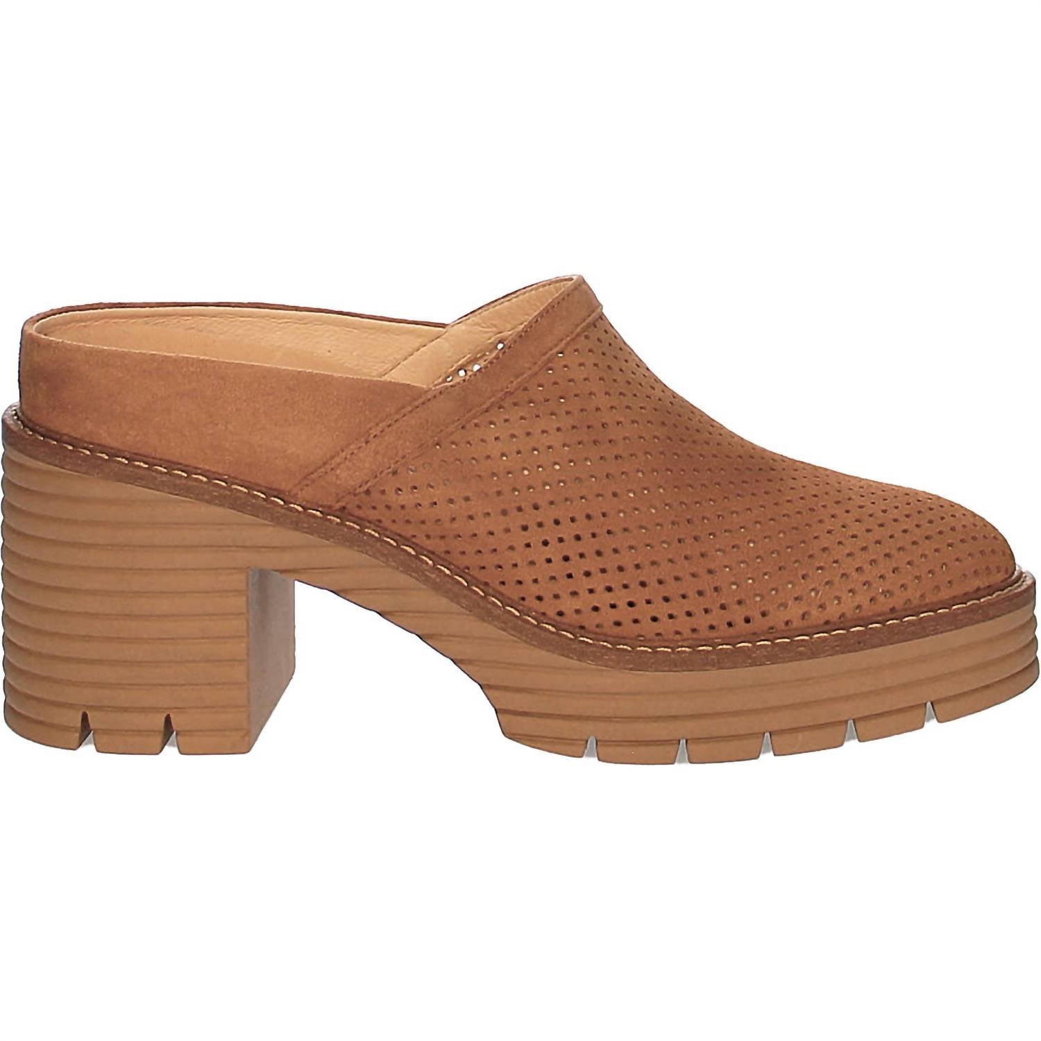 Женские мюли Mansi на сплошной подошве из замши цвета коньяк Softwaves, Cognac Suede