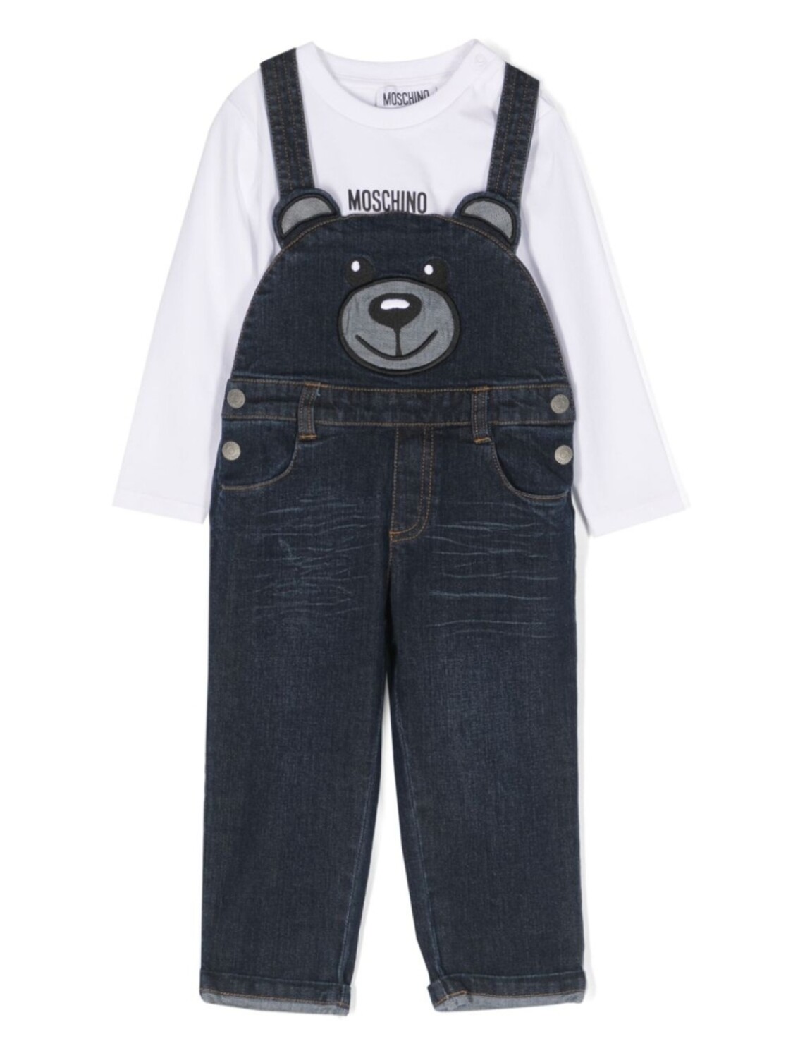 

Moschino Kids джинсовый комбинезон Teddy Bear, синий