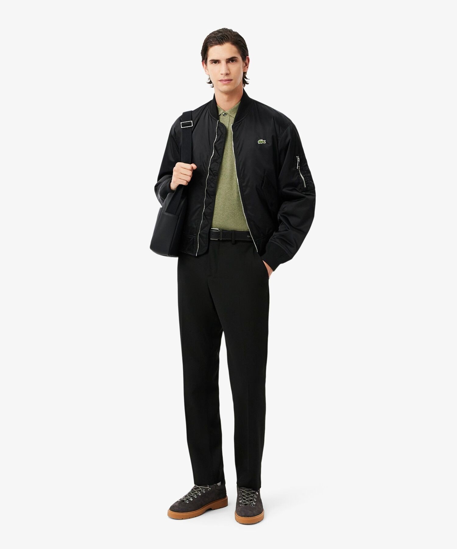 Брюки чинос из шерстяной смеси с центральными складками LACOSTE, Black — фото 4