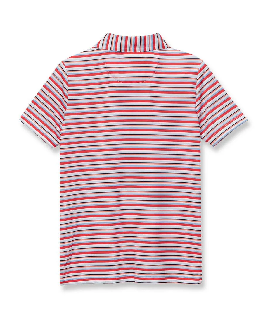 Детские поло с коротким рукавом для активного отдыха Lands' End, Peach Stripe — фото 2