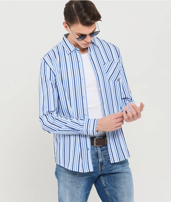 

Рубашка Enzo в полоски Retro Jeans, синий