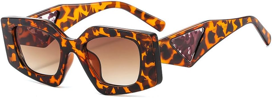 

Популярные модные солнцезащитные очки «кошачий глаз» в форме многоугольника для женщин, ретро-цветные, с защитой от УФ-излучения UV400, прозрачная оправа для мужчин TKKTLLT, Leopard Tea Gradient