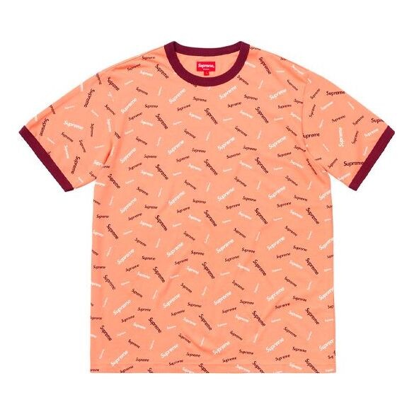 

Футболка fw18 scatter ringer peach logo tee Supreme, розовый